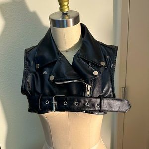 Cropped Leather Rocker Vest